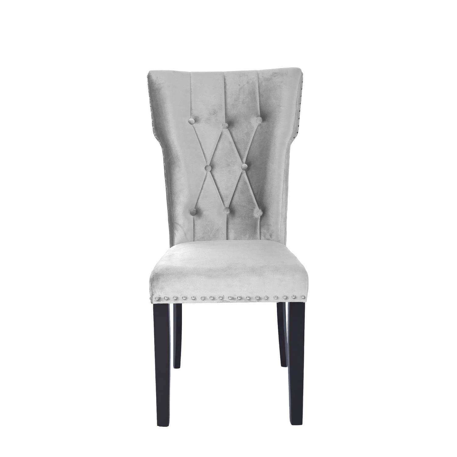 Better Home Products La Costa Velvet Tufted Dining Chair Set of 2 in Gray